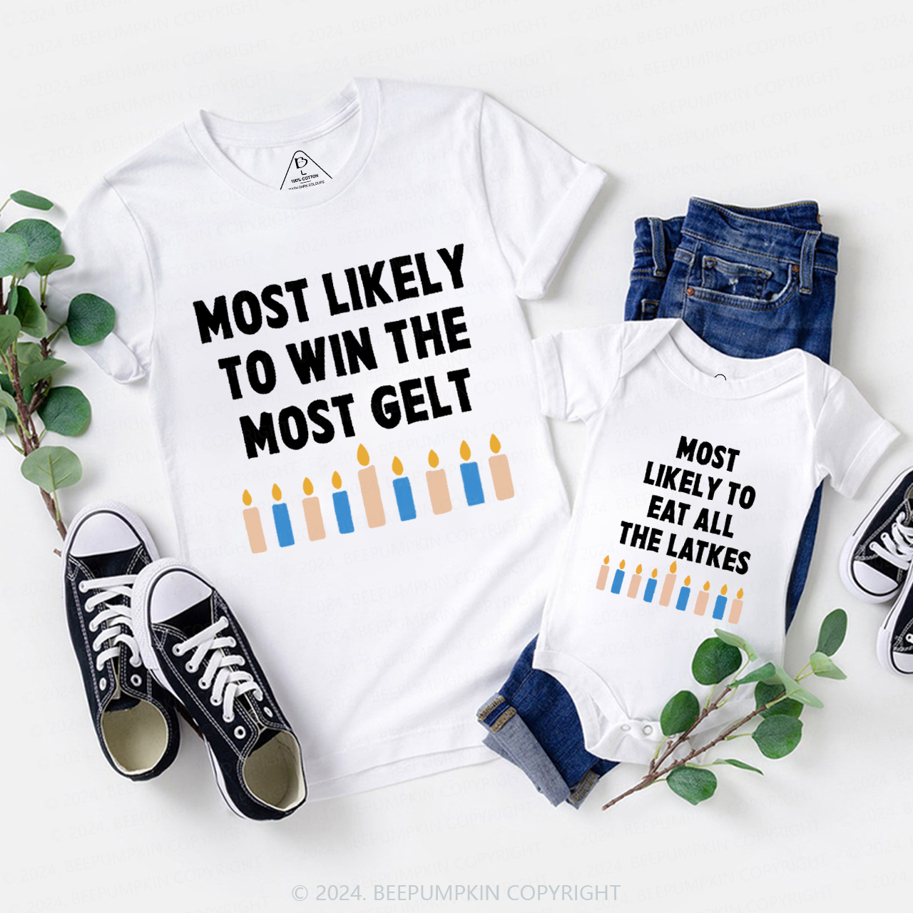 Personalized Funny Jewish Top Hanukkah Family Matching T-Shirts