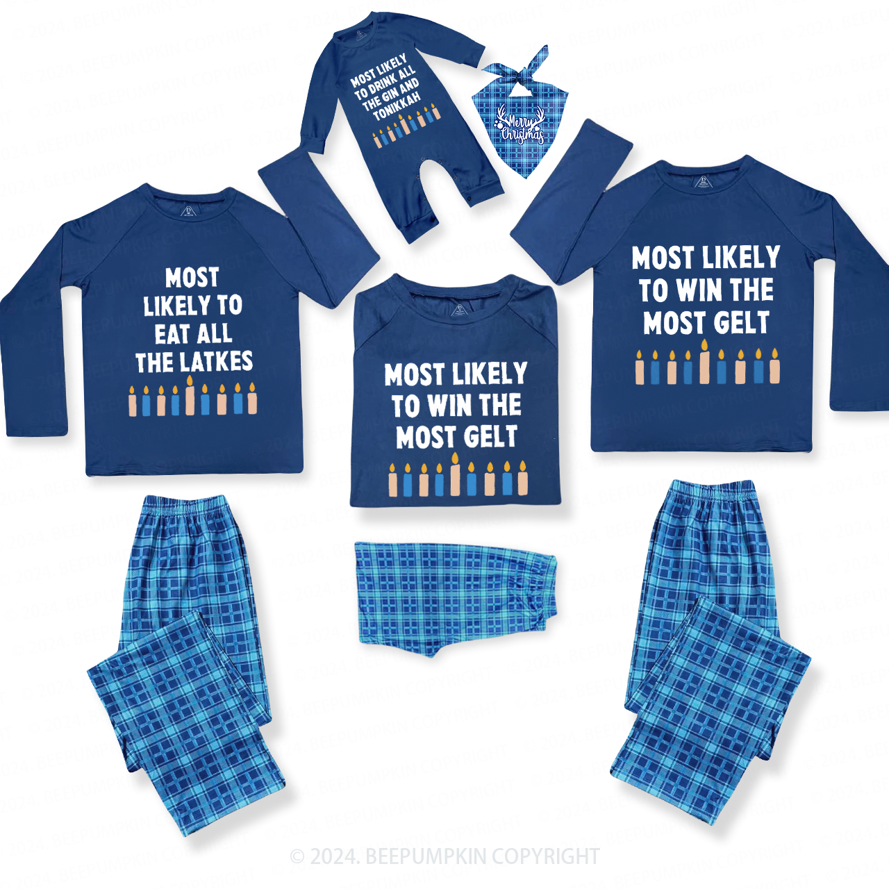 Personalized Funny Jewish Top Matching Blue Pajamas Beepumpkin