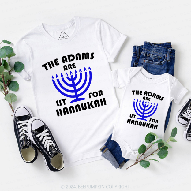 Personalized Candlestick Family Hanukkah Family Matching T-Shirts Beepumpkin