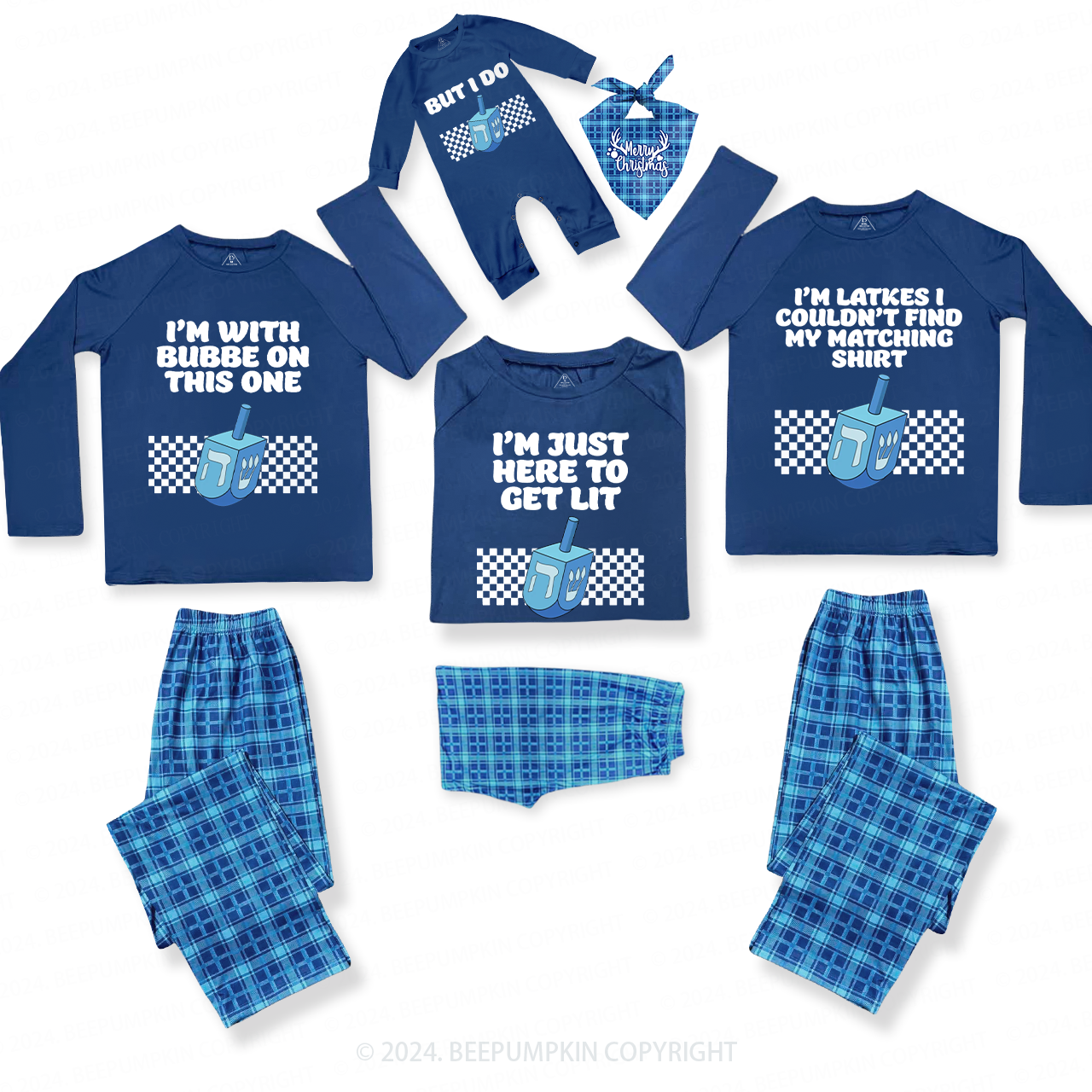 I Don‘t Do Matching Group Hanukkah Gift Family Matching Blue Pajamas Beepumpkin