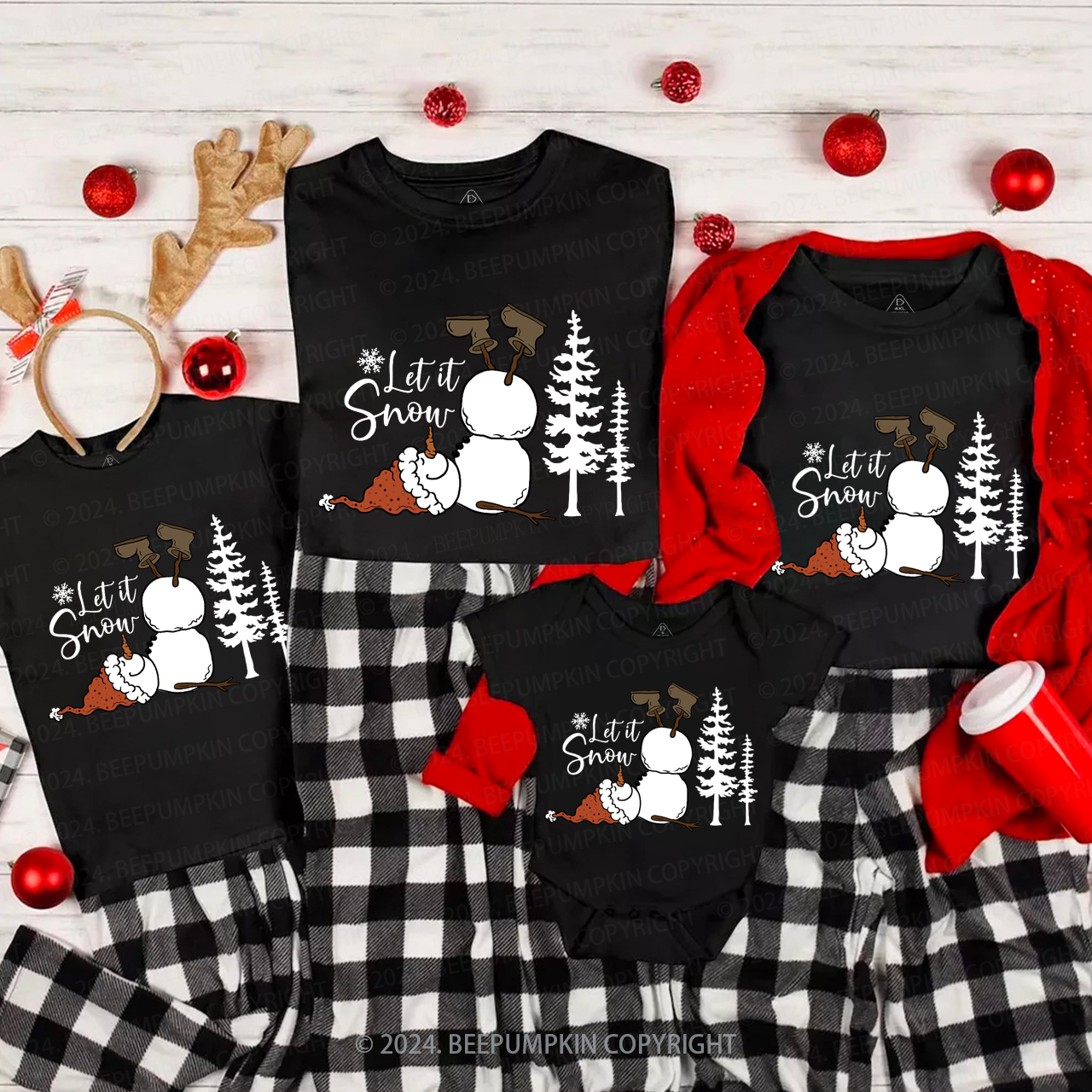 Let It Snow Christmas Matching T-Shirts Beepumpkin