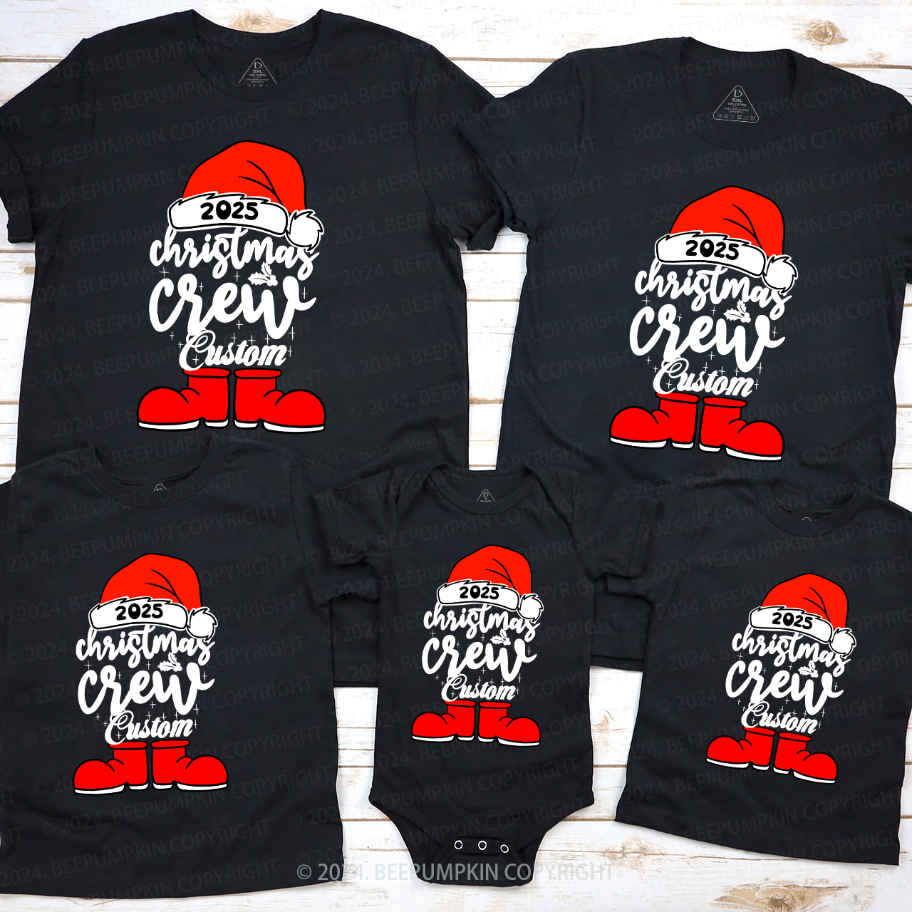 Personalized Name Christmas Crew 2025 Family Matching T-Shirts Beepumpkin