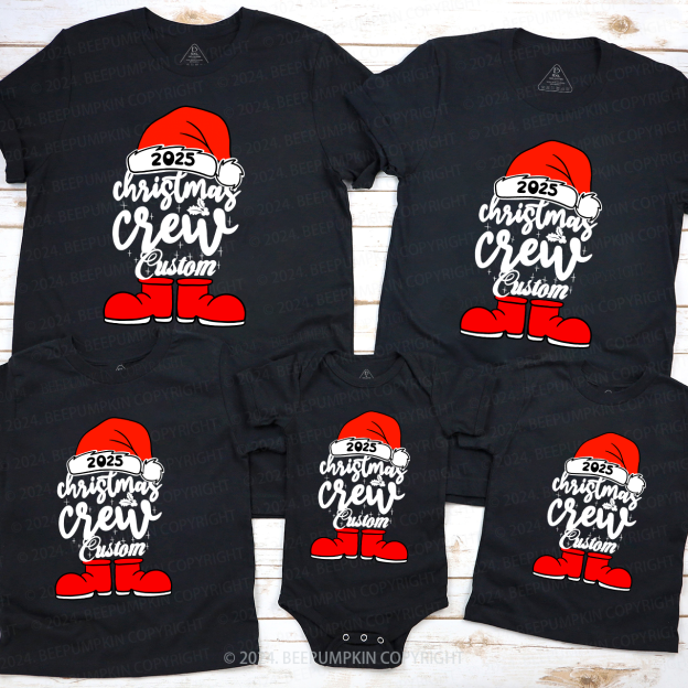 Personalized Name Christmas Crew 2025 Family Matching T-Shirts Beepumpkin