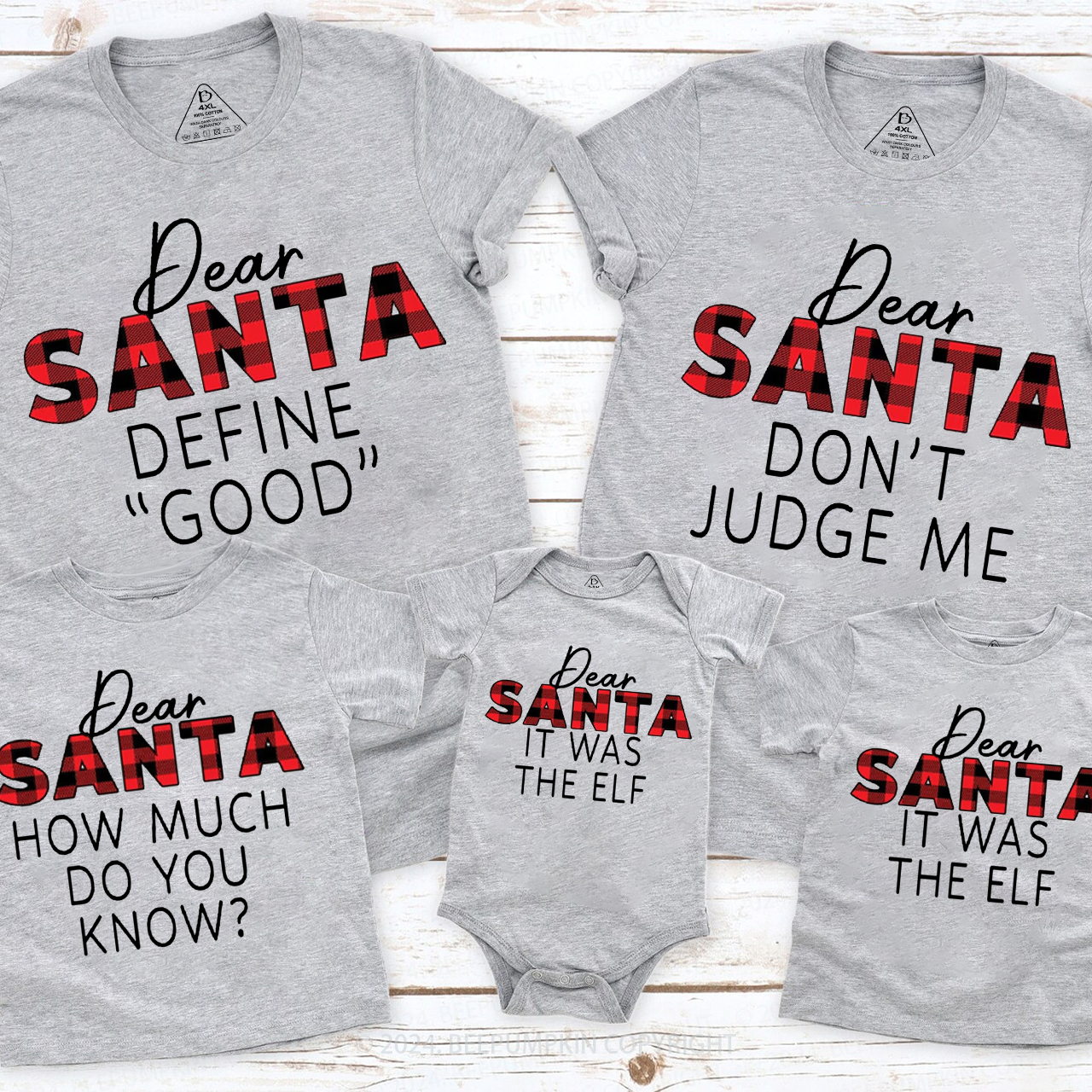Dear Santa Buffalo Plaid Christmas Family Matching T-Shirts Beepumpkin