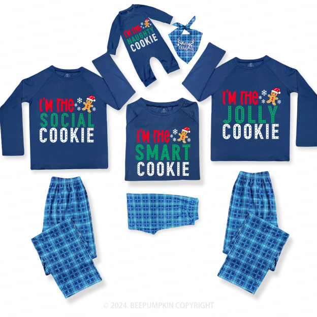 Funny Gingerbread Christmas Family Matching Blue Pajamas Beepumpkin