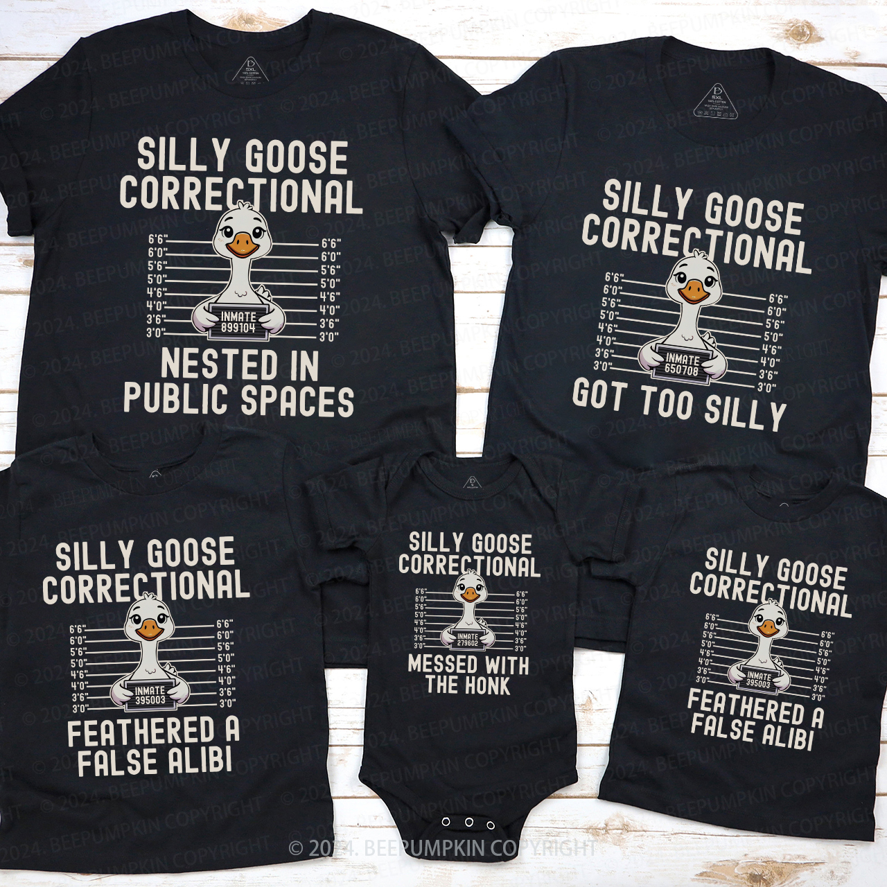 Silly Goose Funny Christmas Group Family Matching T-Shirts Beepumpkin