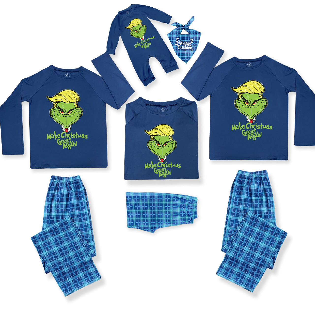 Humorous Make Christmas Great Again Family Matching Blue Pajamas Beepumpkin