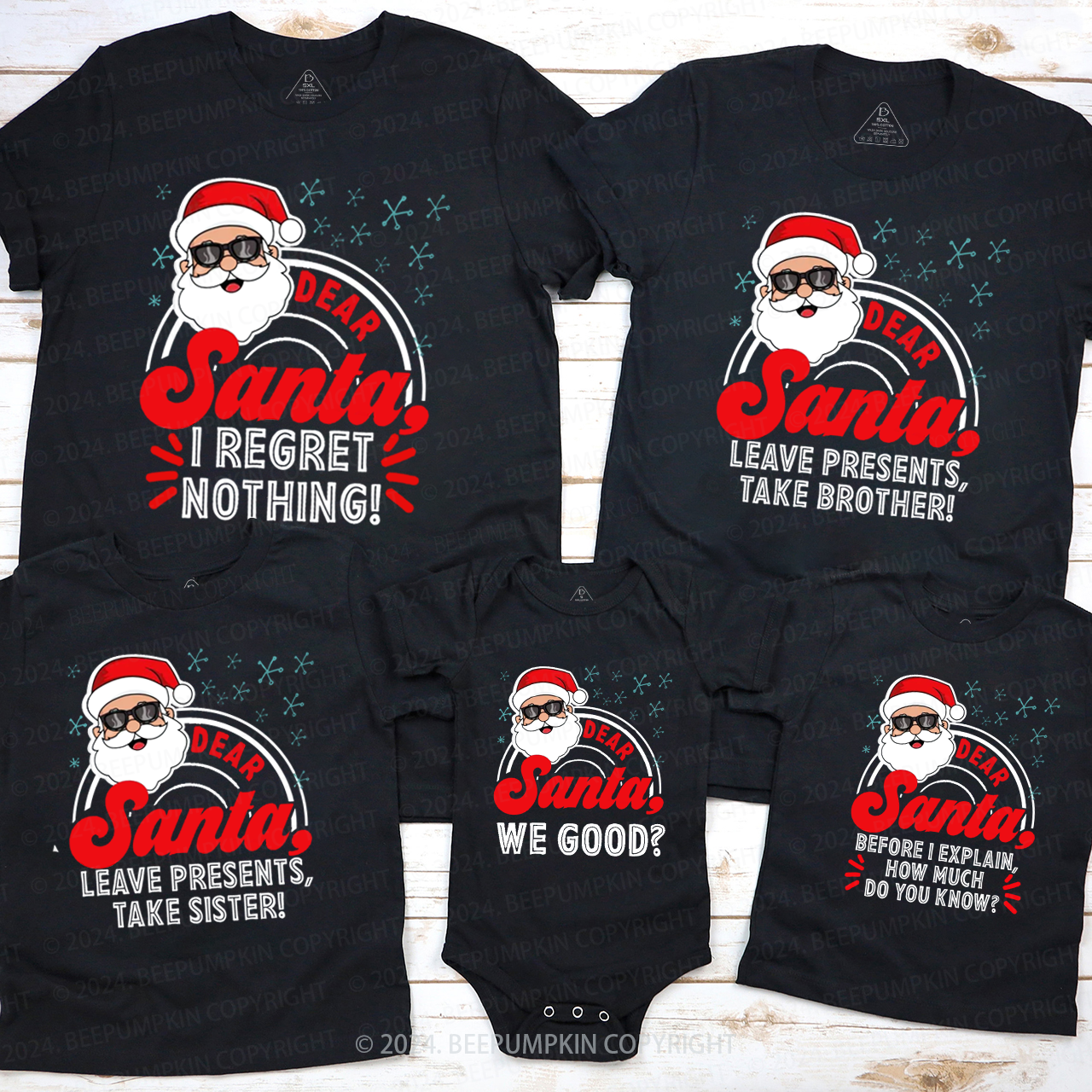 Personalized Dear Santa Family Group Family Matching T-Shirts Beepumpkin