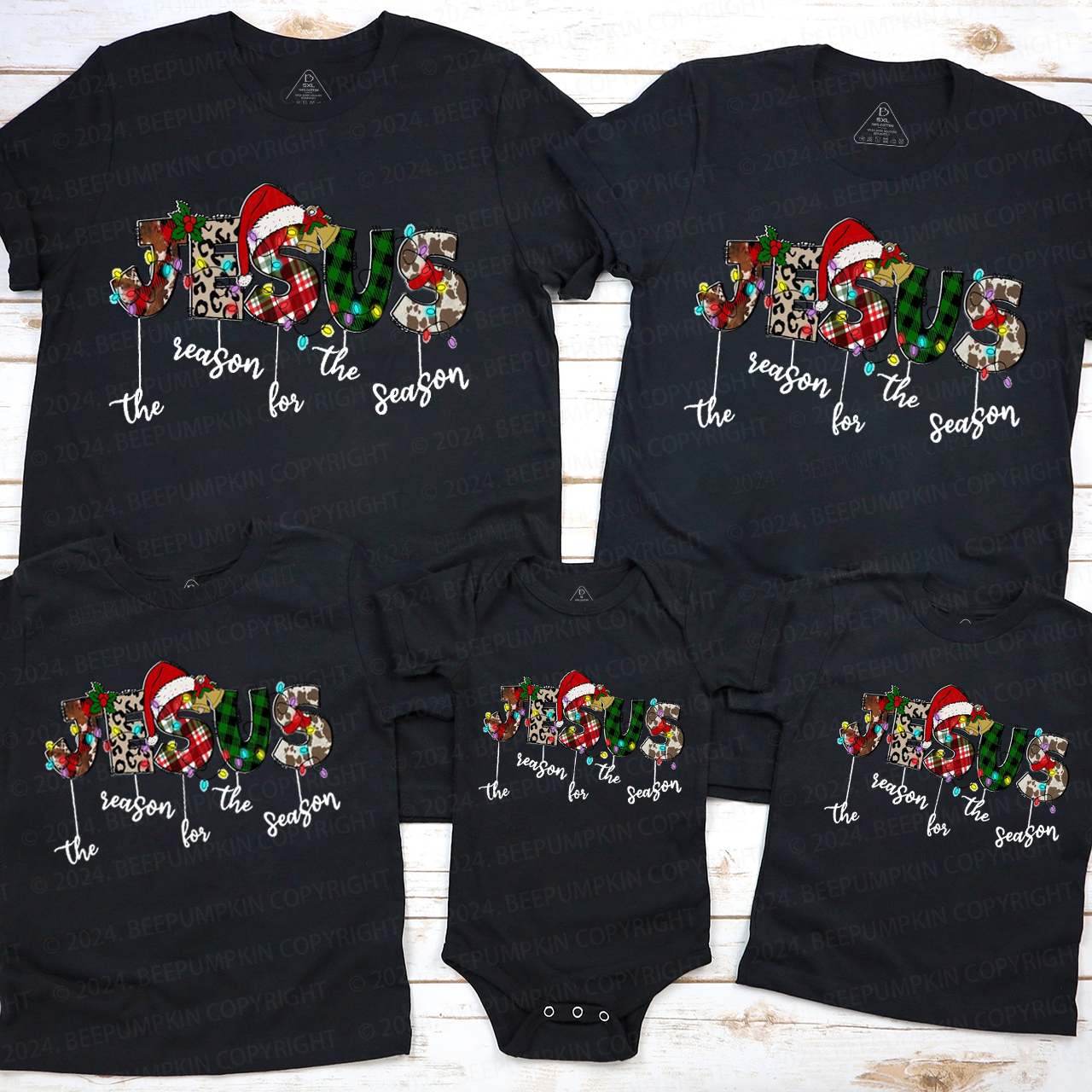 Jesus is the reason Family Group Family Matching T-Shirts Beepumpkin