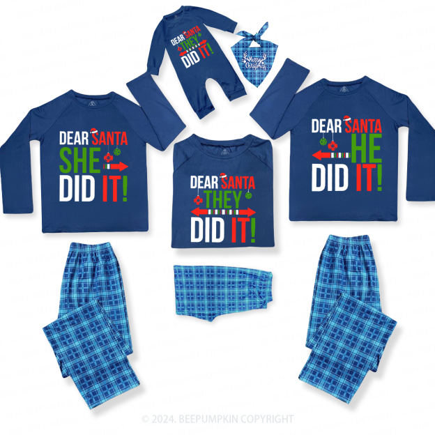 Dear Santa Did It Family Matching Blue Pajamas Beepumpkin