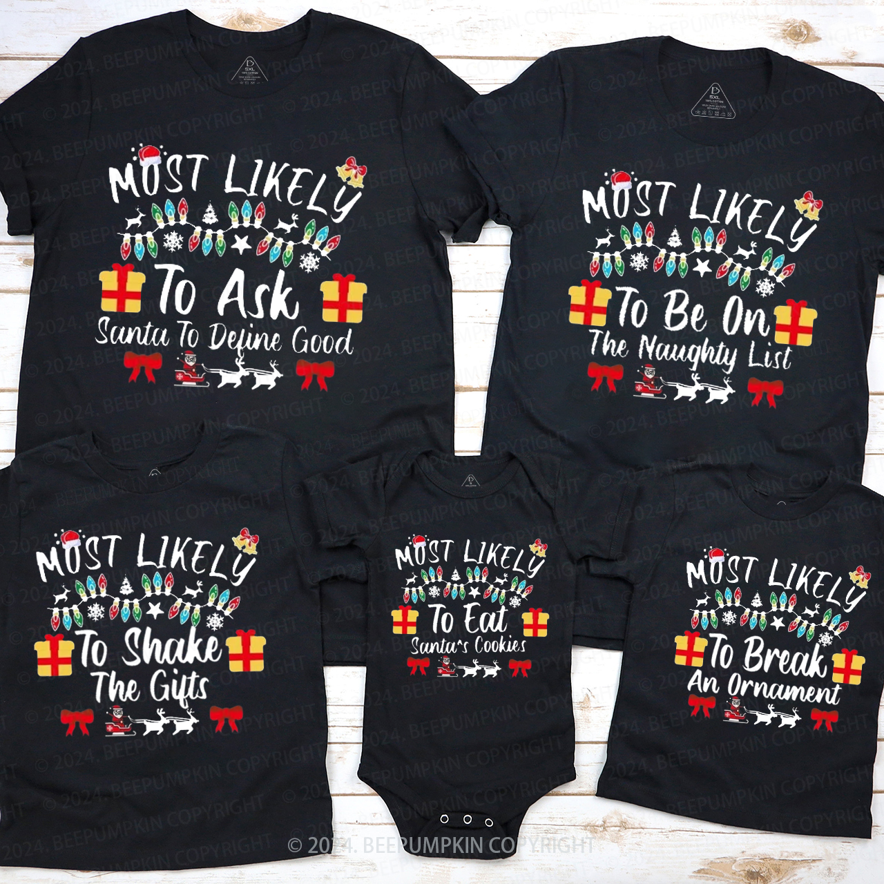 Personalized 200 Most Likely Christmas Family Matching T-Shirts Beepumpkin