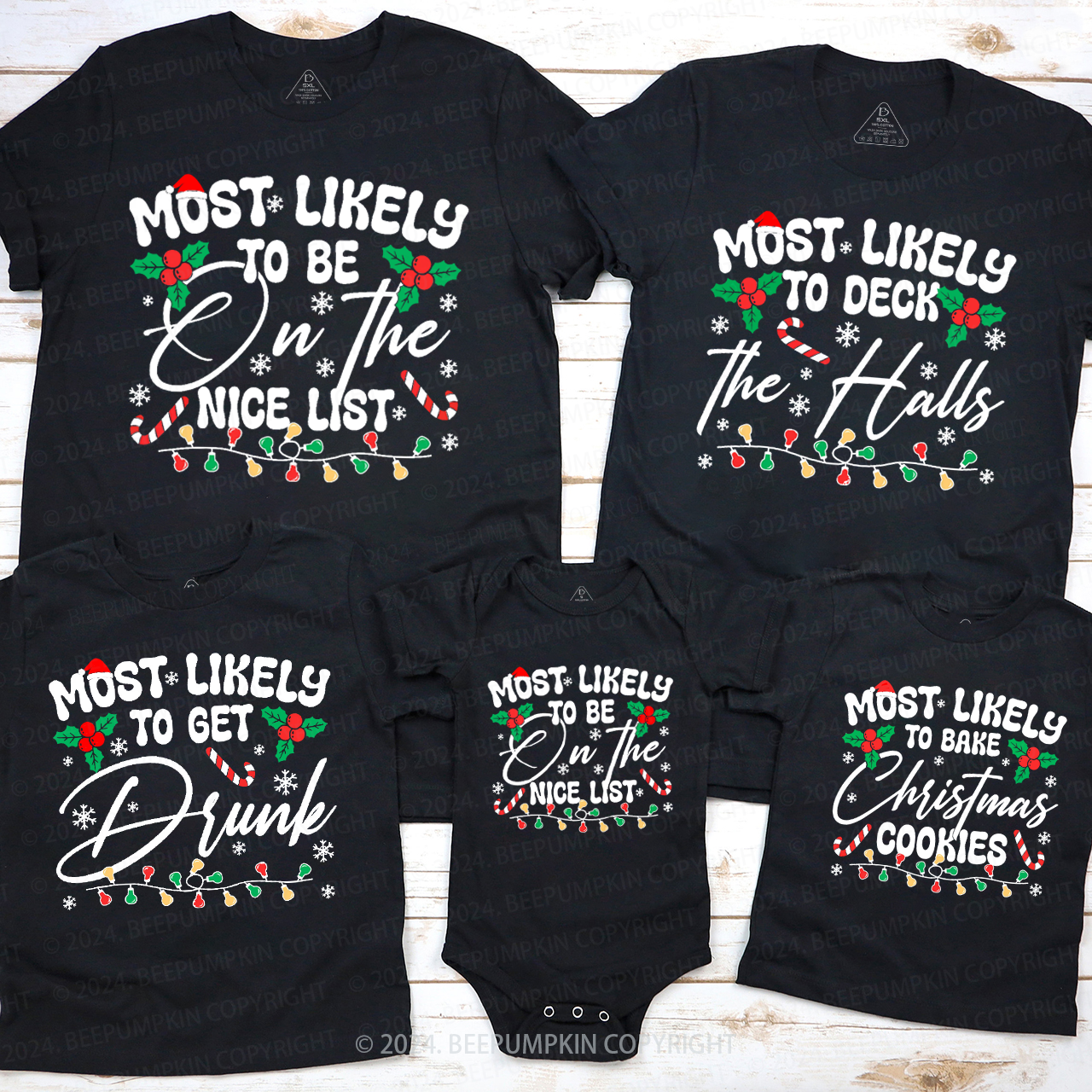Personalized 6 Most Likely Christmas Family Matching T-Shirts Beepumpkin