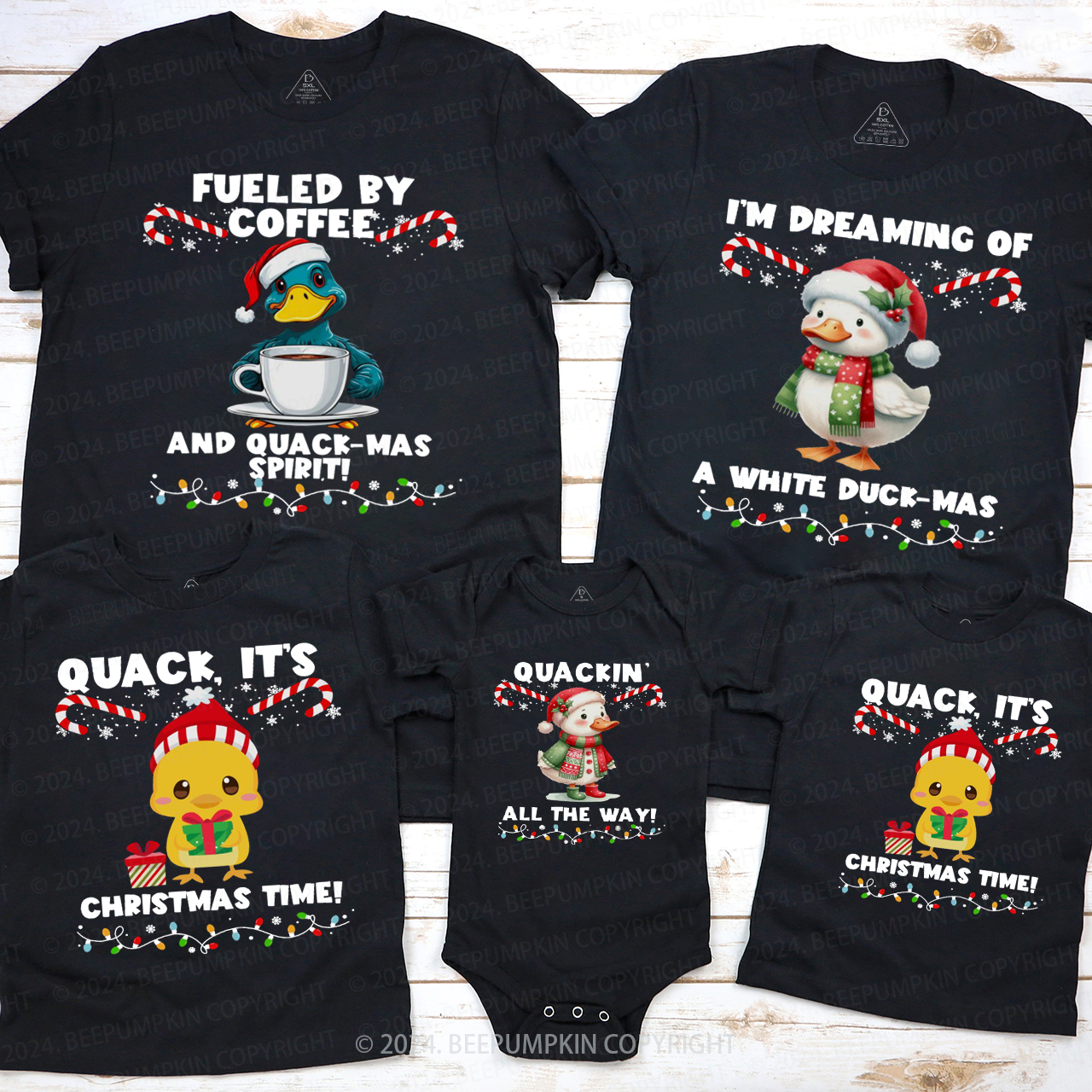 Personalized Christmas Ducks Family Matching T-Shirts Beepumpkin
