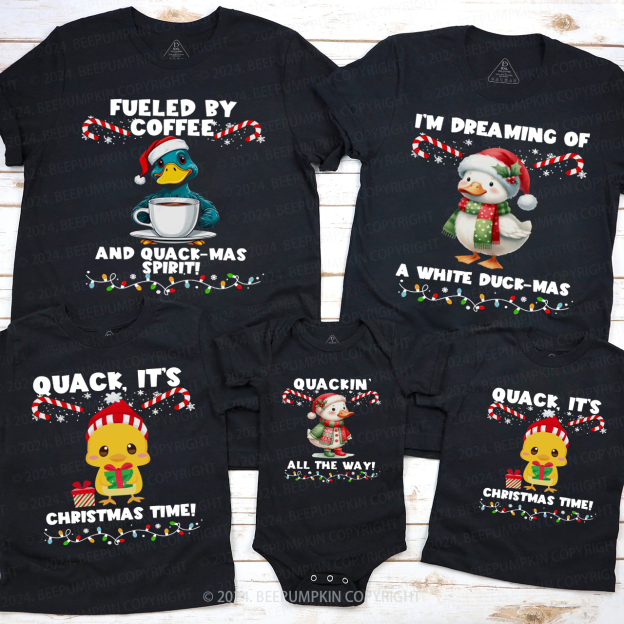 Personalized Christmas Ducks Family Matching T-Shirts Beepumpkin