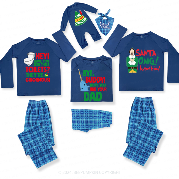 Elf Movie Quote Family Matching Blue Pajamas Beepumpkin