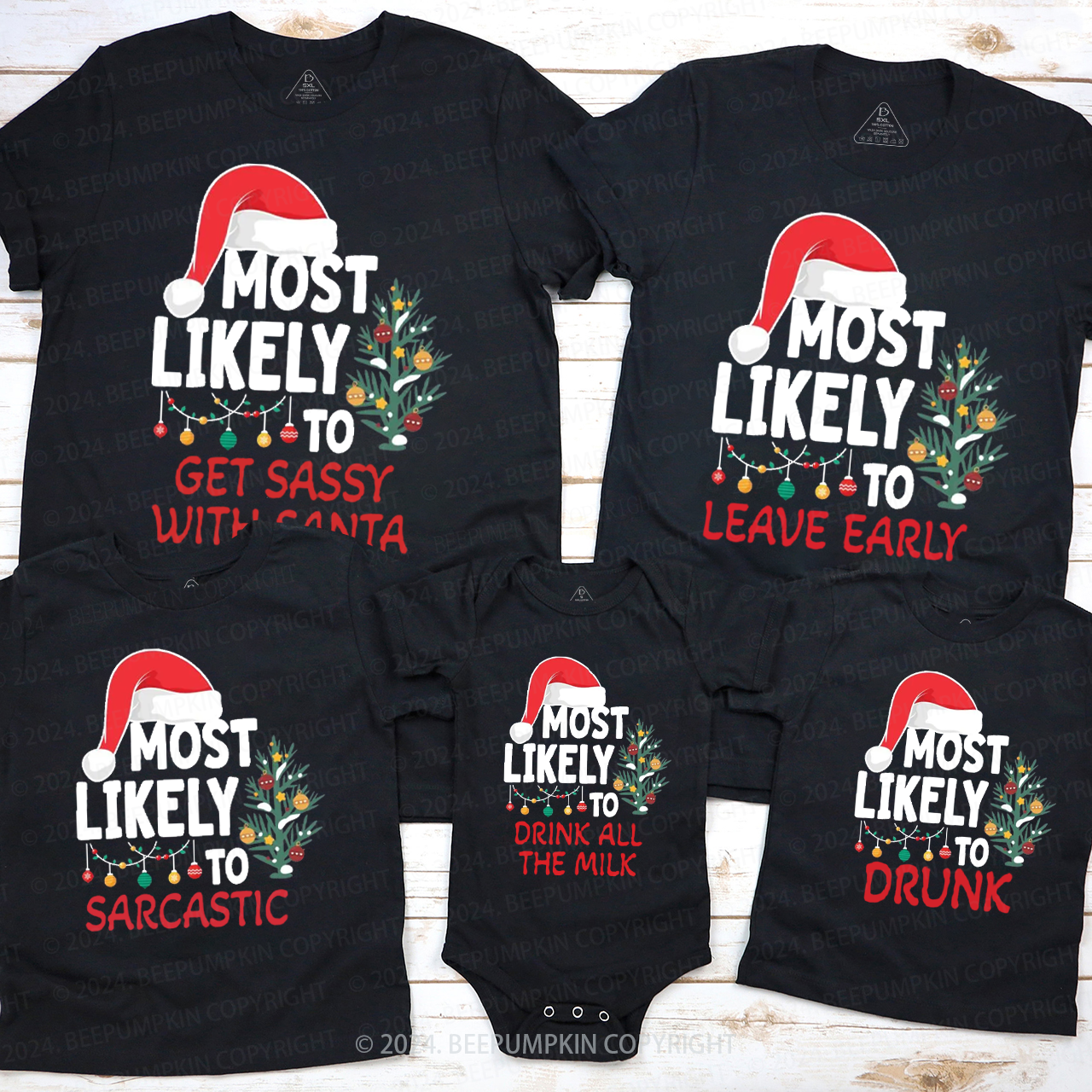 30 Most Likely To Christmas Family Matching T-Shirts Beepumpkin
