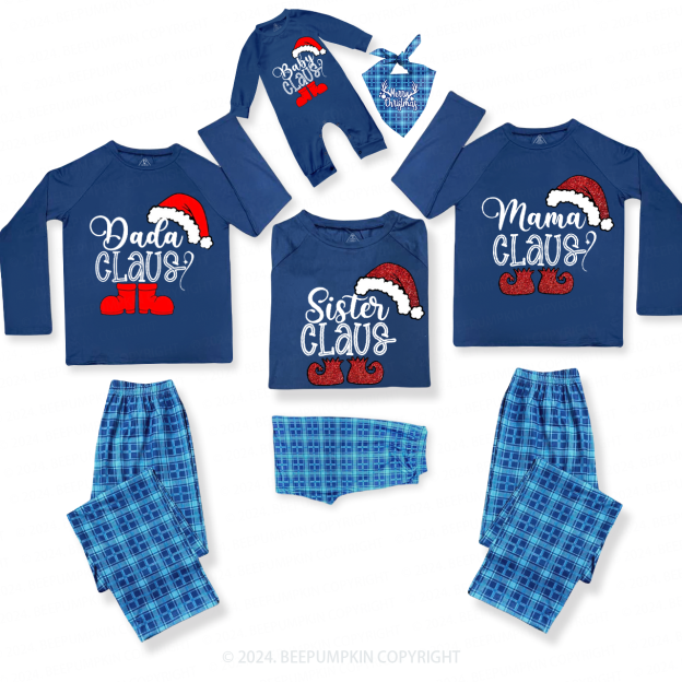 Personalized Christmas Santa Claus Family Matching Blue Pajamas Beepumpkin