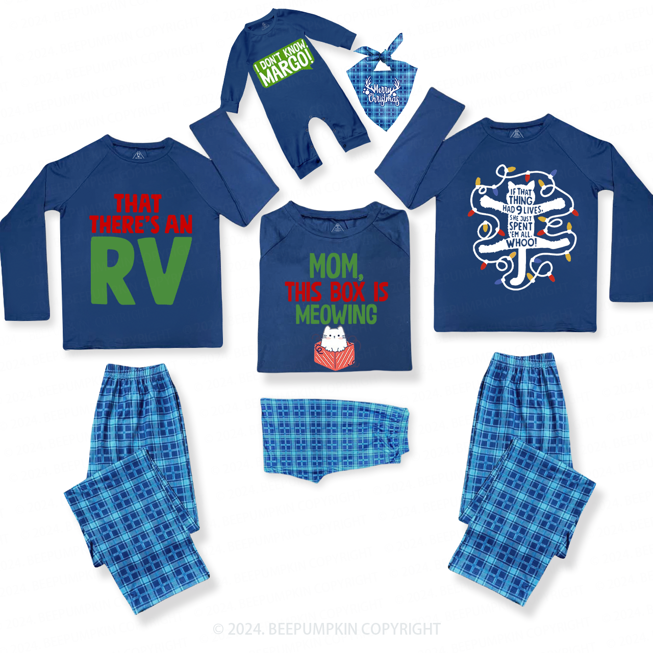 Christmas Vacation Story Quotes Family Matching Blue Pajamas Beepumpkin