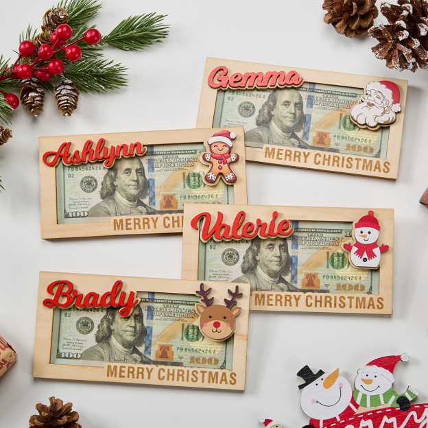 Personalized Santa Reindeer Money Holder Christmas Gift 