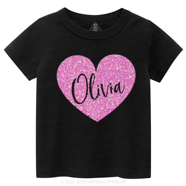 Personalized Valentine Glitter Name Toddler&Kids Tees Beepumpkin