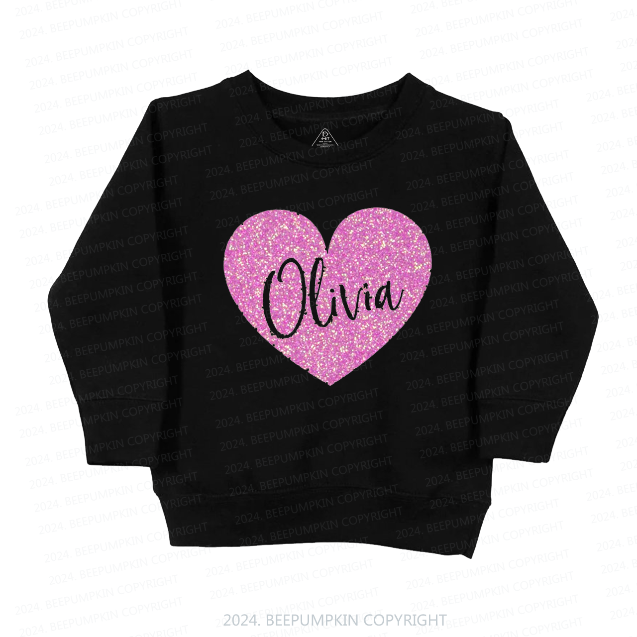 Personalized Valentine Glitter Name Kids Sweatshirt