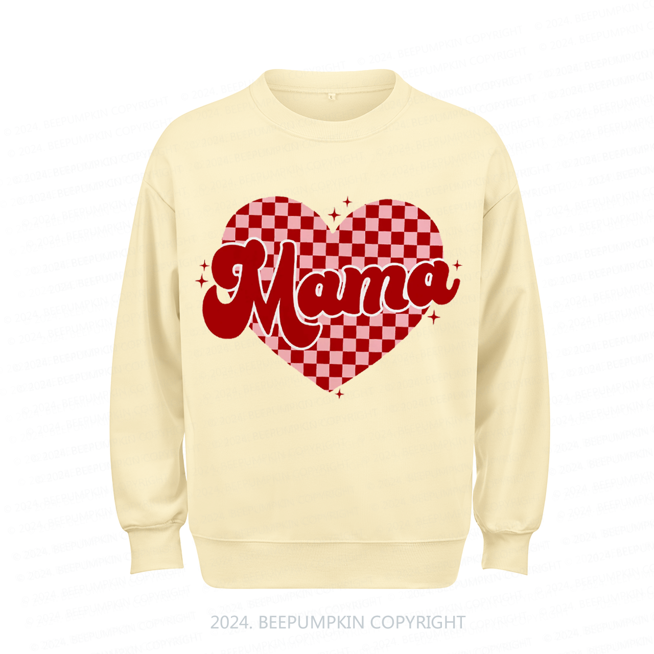 Mama Checkered Heart Sweatshirt For Mama