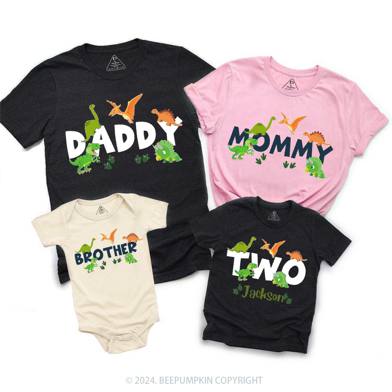 Custom Dinosaur Name Family Trex Matching T-Shirts