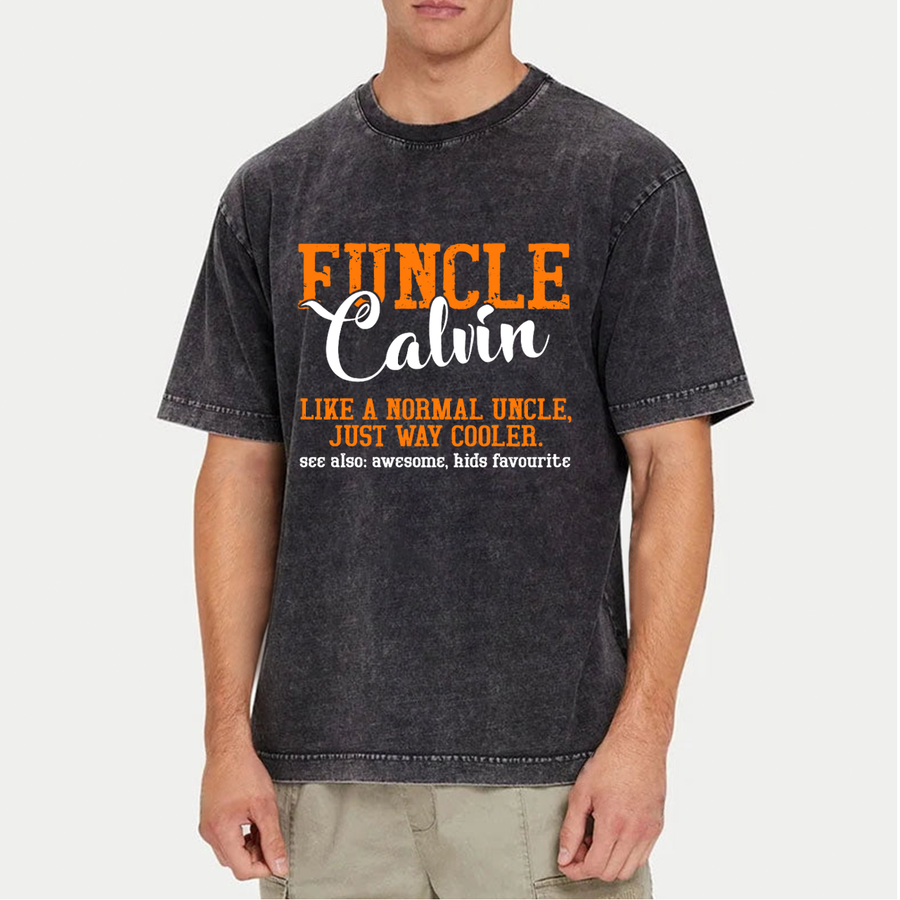 Personalized Funcle Like A Normal Uncle Just Way Cooler Uncle Washed T-Shirts 