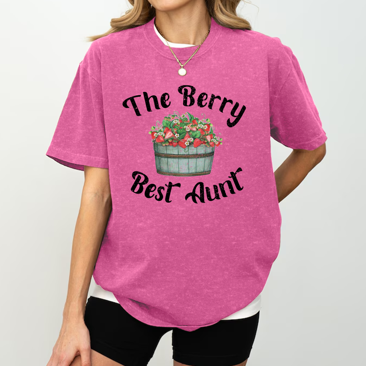 Best Aunt Strawberry Aunt Washed T-Shirts 