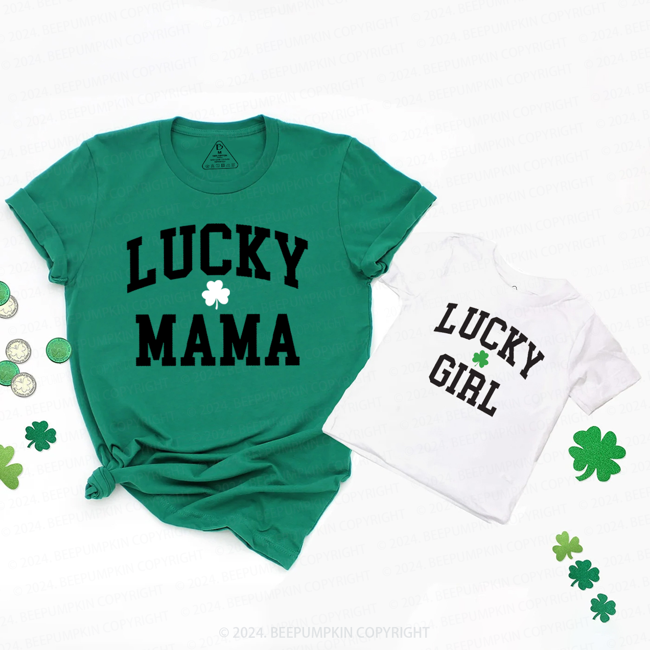 Lucky Mama and Me St Patricks Day Family Matching T-Shirts Beepumpkin