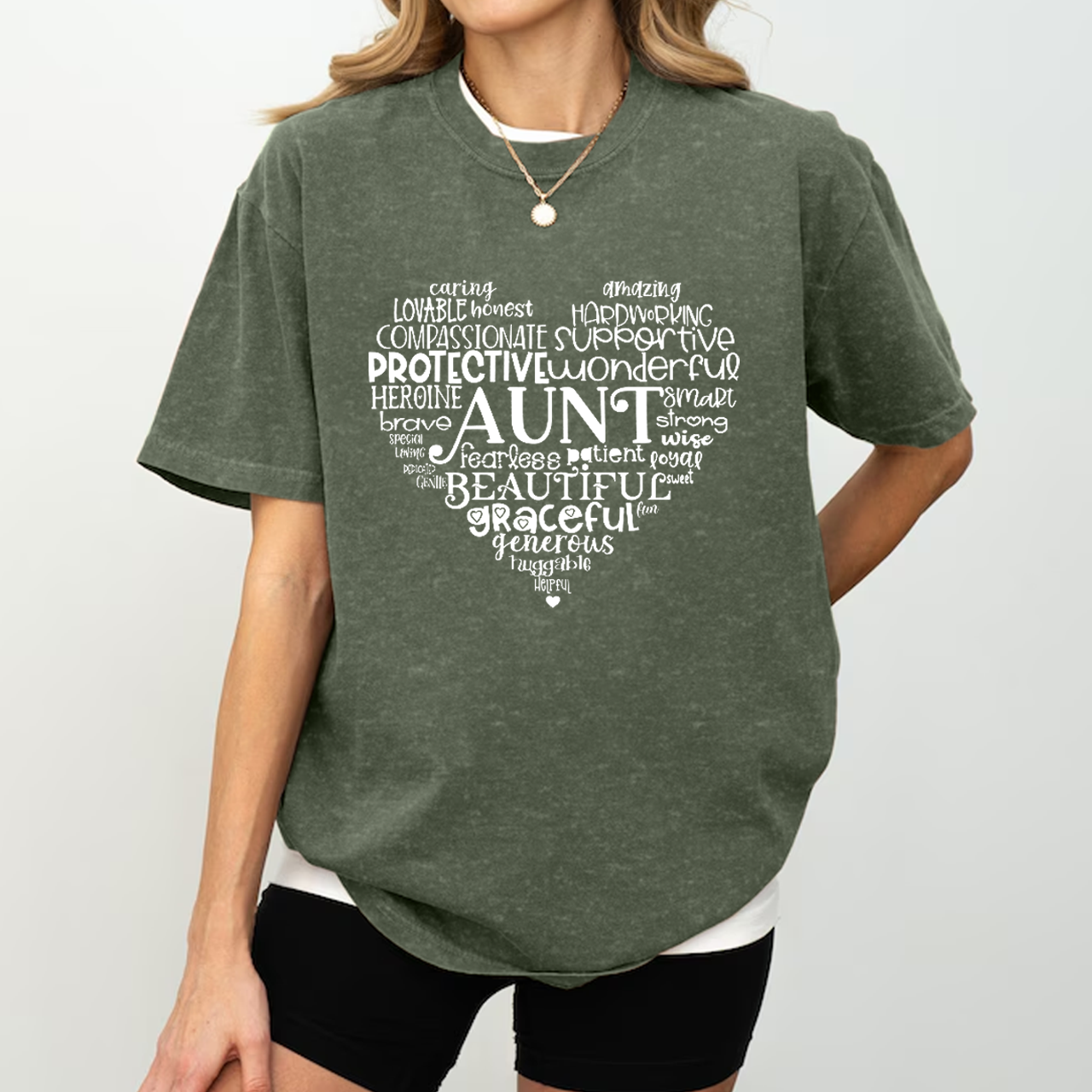 Aunt Heart Best Auntie Washed T-Shirts 