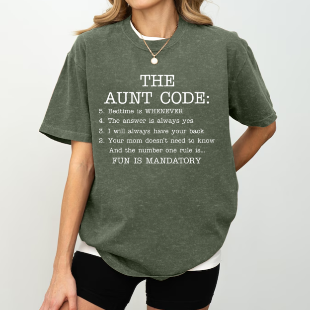 The Aunt Code Auntie Washed T-Shirts 
