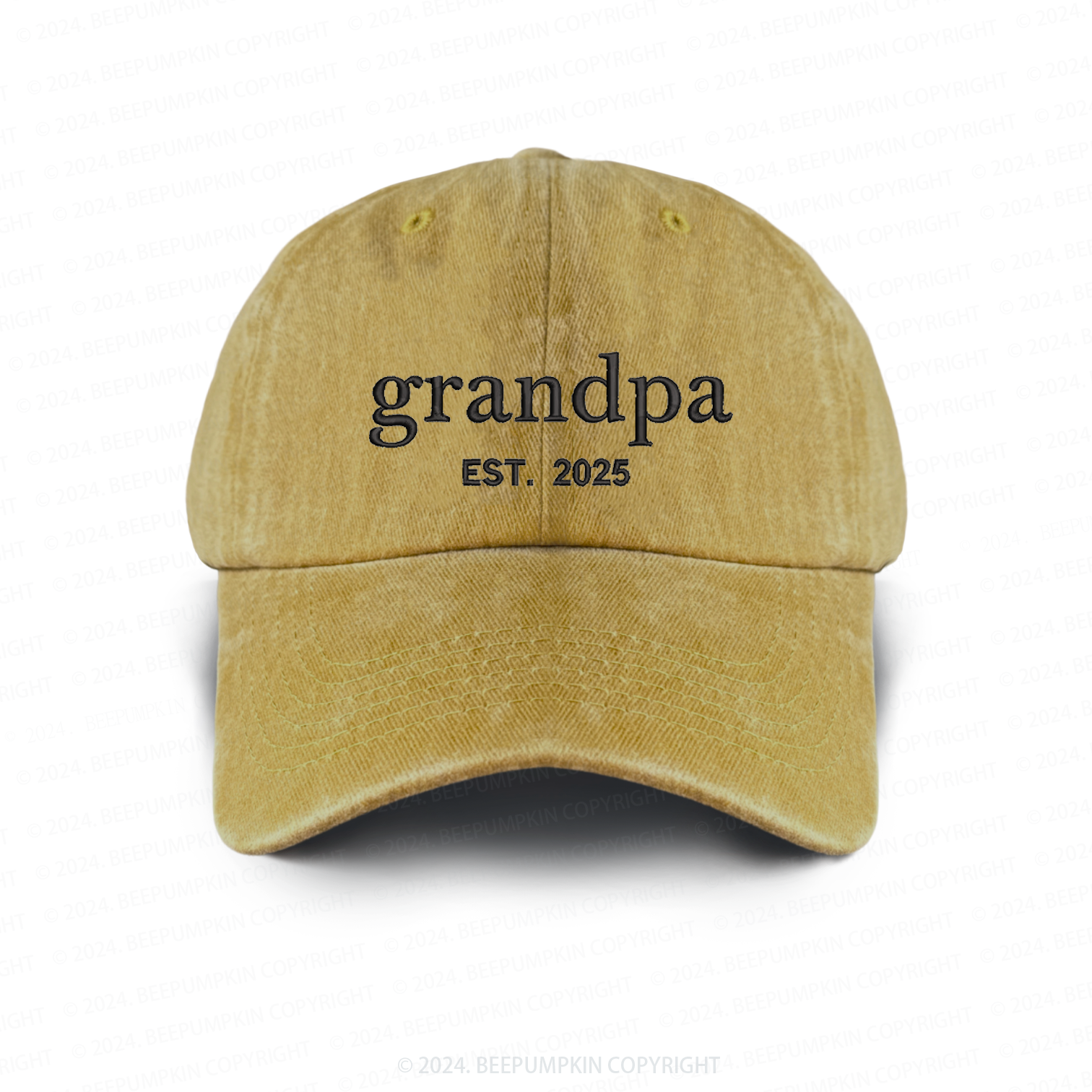 Personalized Adult Washed Embroidered Baseball Cap With Date