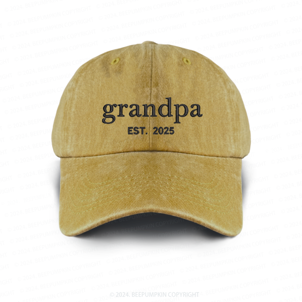 Personalized Adult Washed Embroidered Baseball Cap With Date