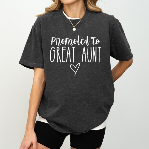 Promoted To Great Aunt Washed T-Shirts 