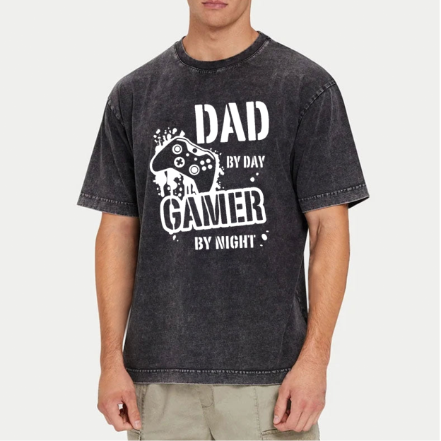 Dad By Day Gamer By Night Washed T-Shirts 