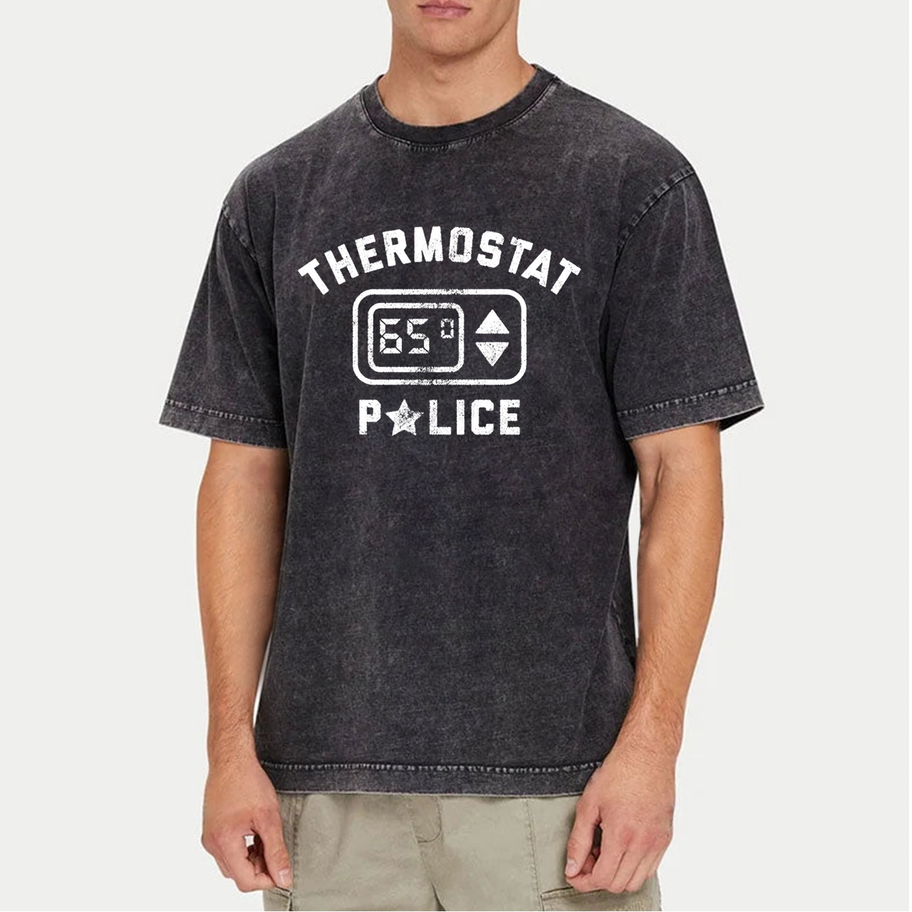 Thermostat Police Dad Washed T-Shirts 