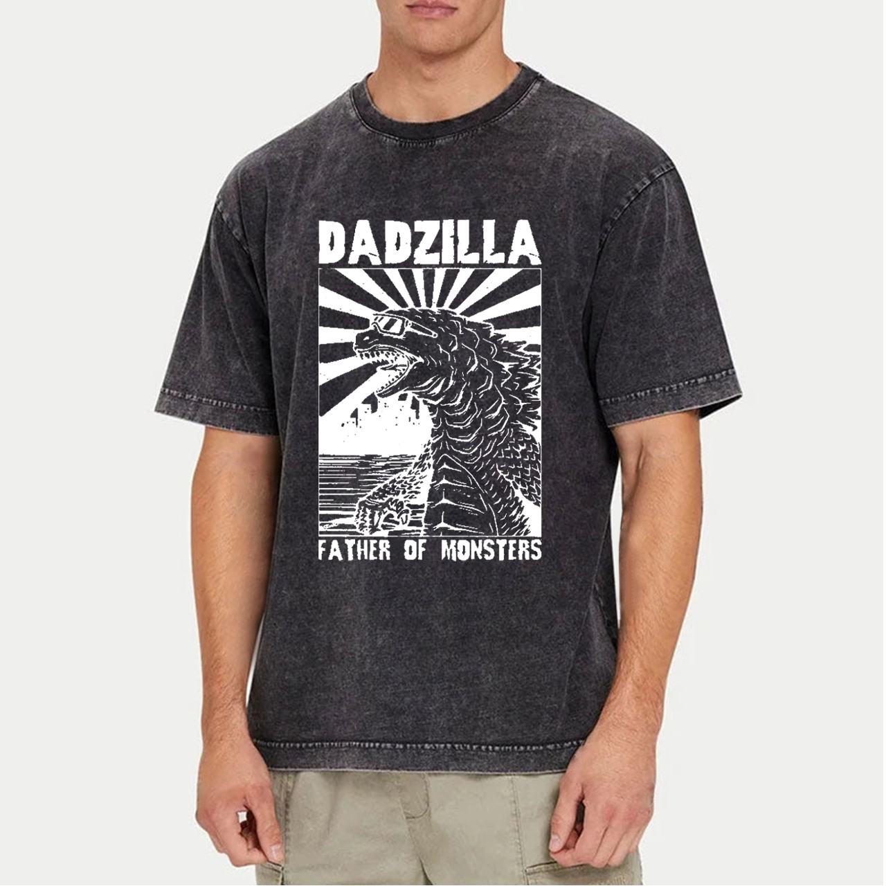 Dadzilla Father Of Monster Dad Washed T-Shirts 