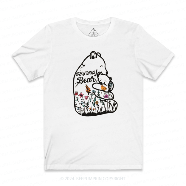 Personalized Floral Grandma Bear T-Shirts 