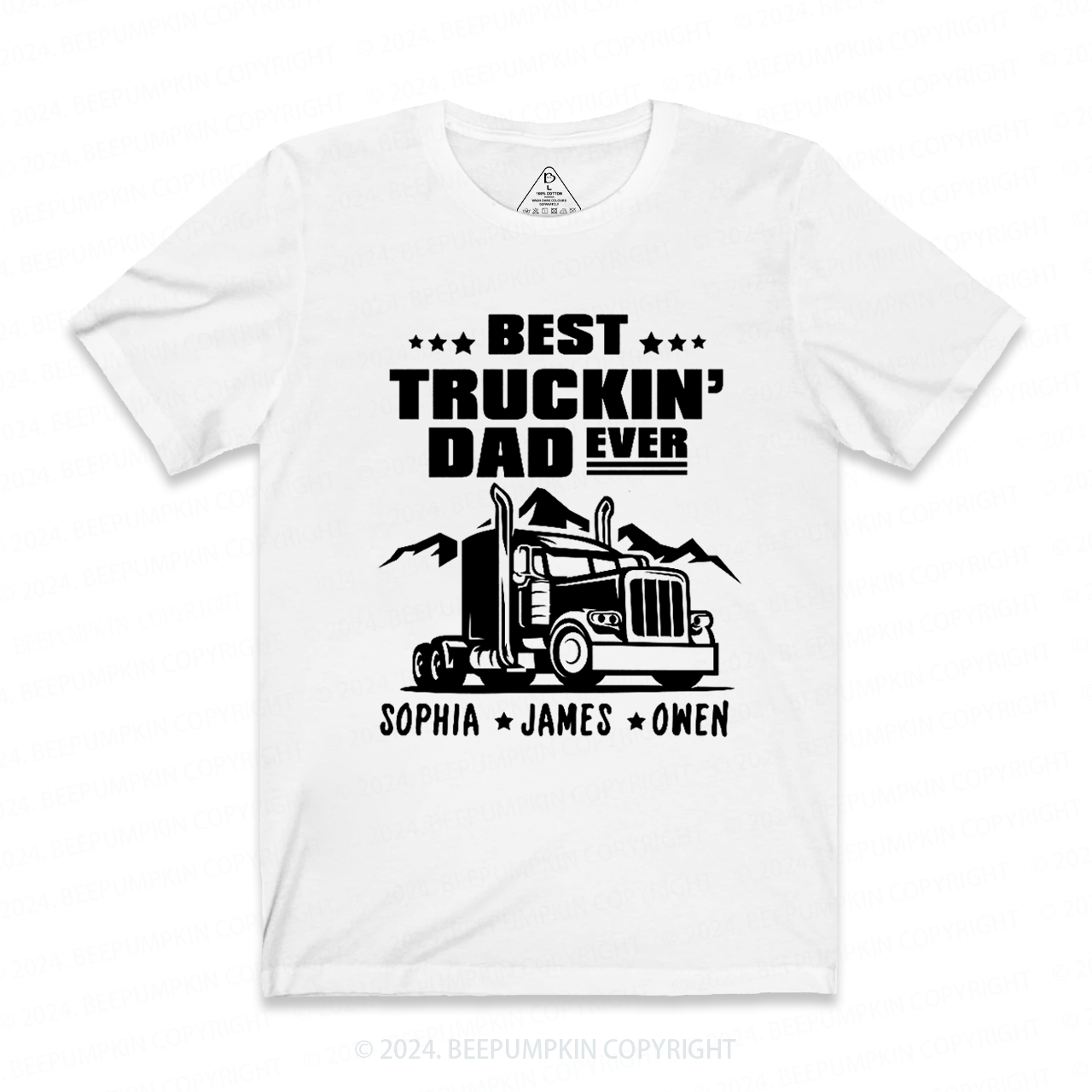 Personalized Kid Name Best Truckin Dad Ever T-shirt