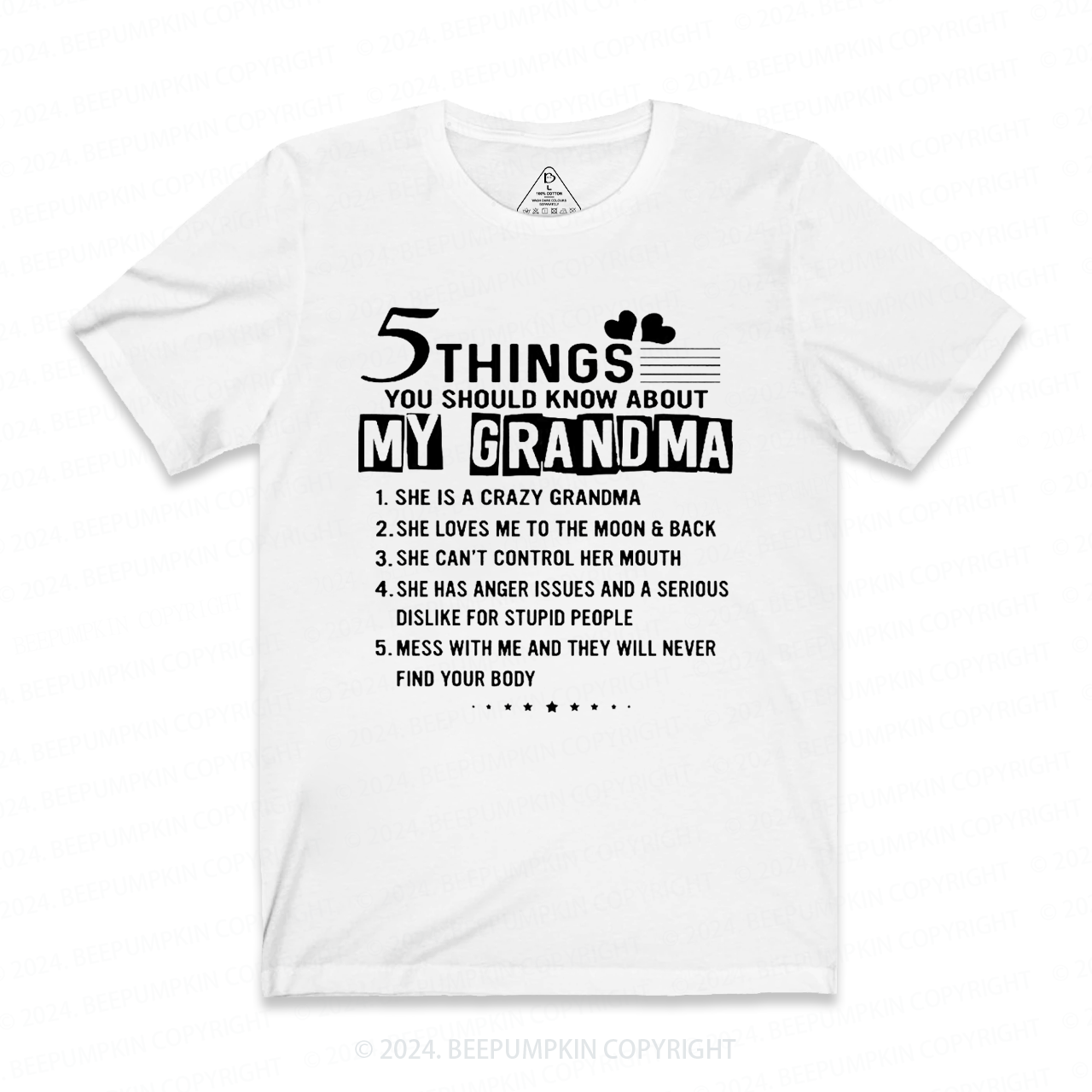 Five Things About My Grandma T-Shirts 