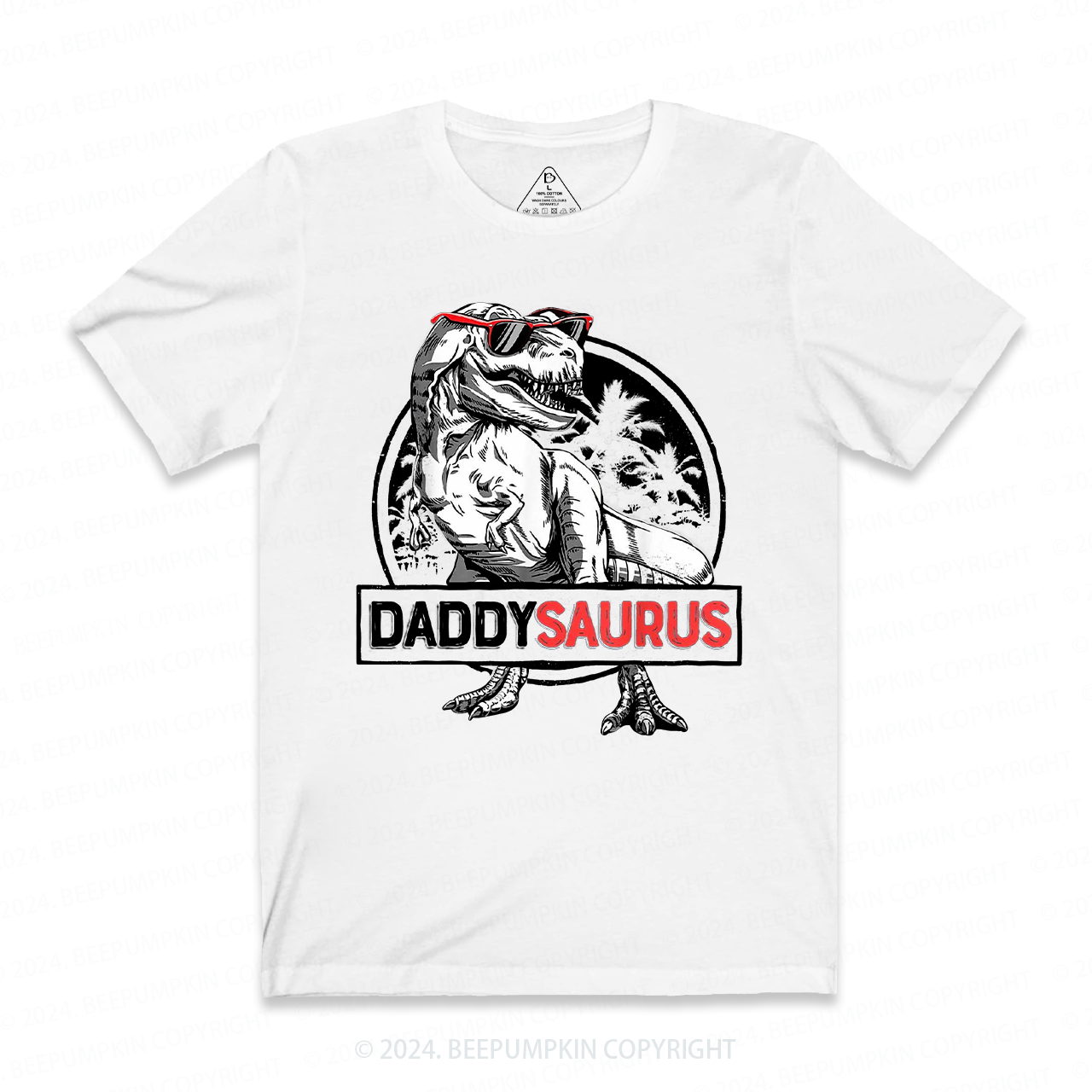 Daddy Saurus T-Rex With Glasses Dad T-shirt