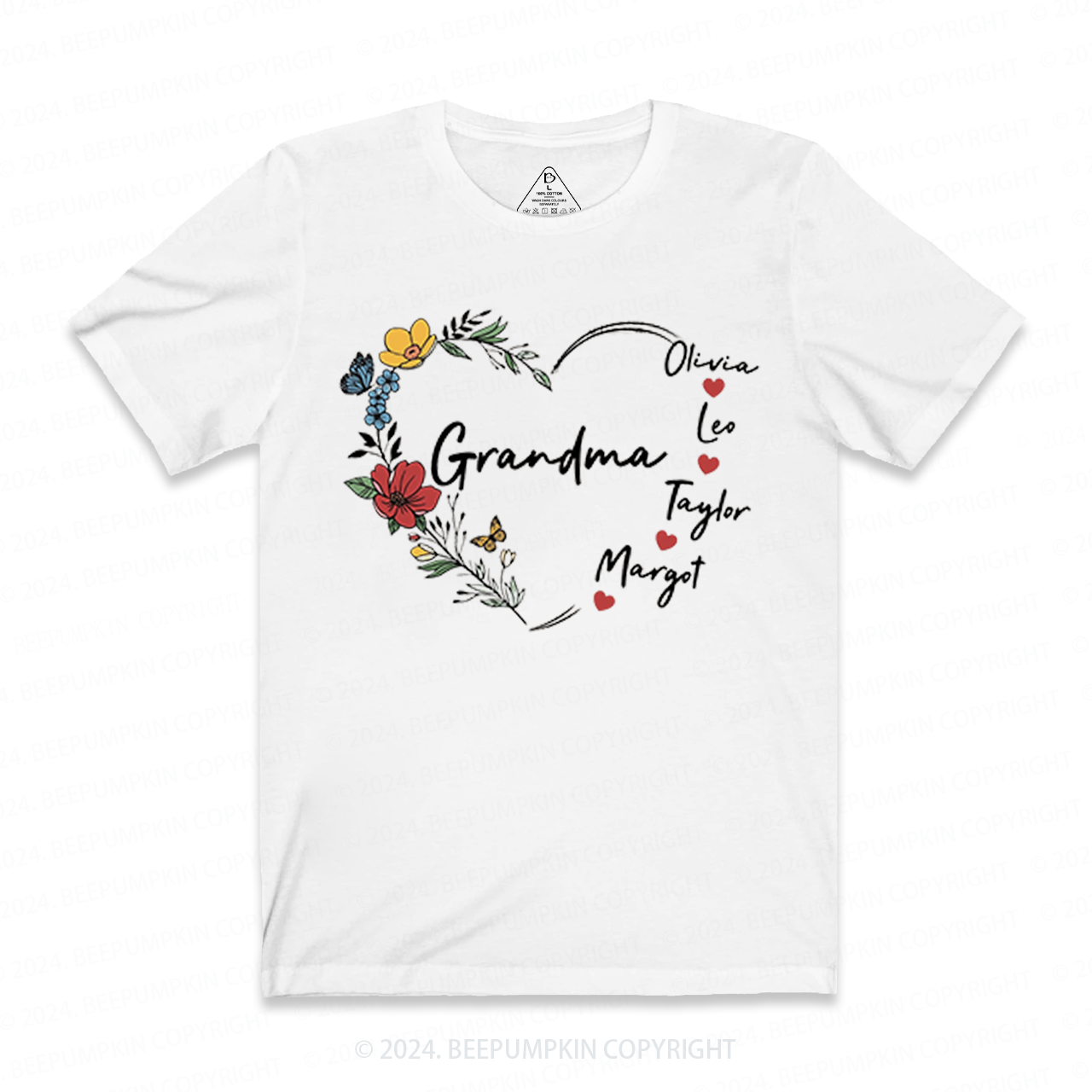 Personalized Nana With Grandkids Name T-Shirts