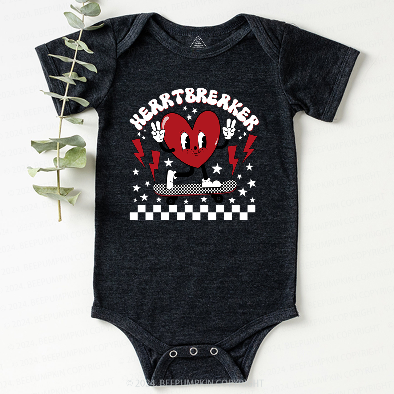 HeartBreaker Skateboard Valentine's Day Bodysuit For Baby