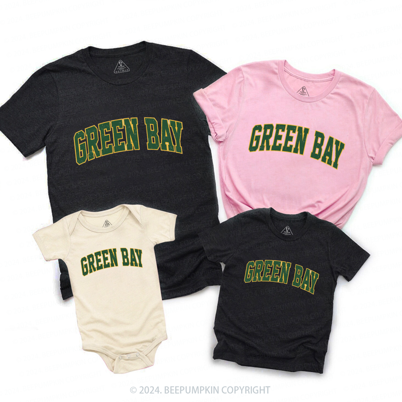 Vintage Green Football Family Matching Tees Beepumpkin