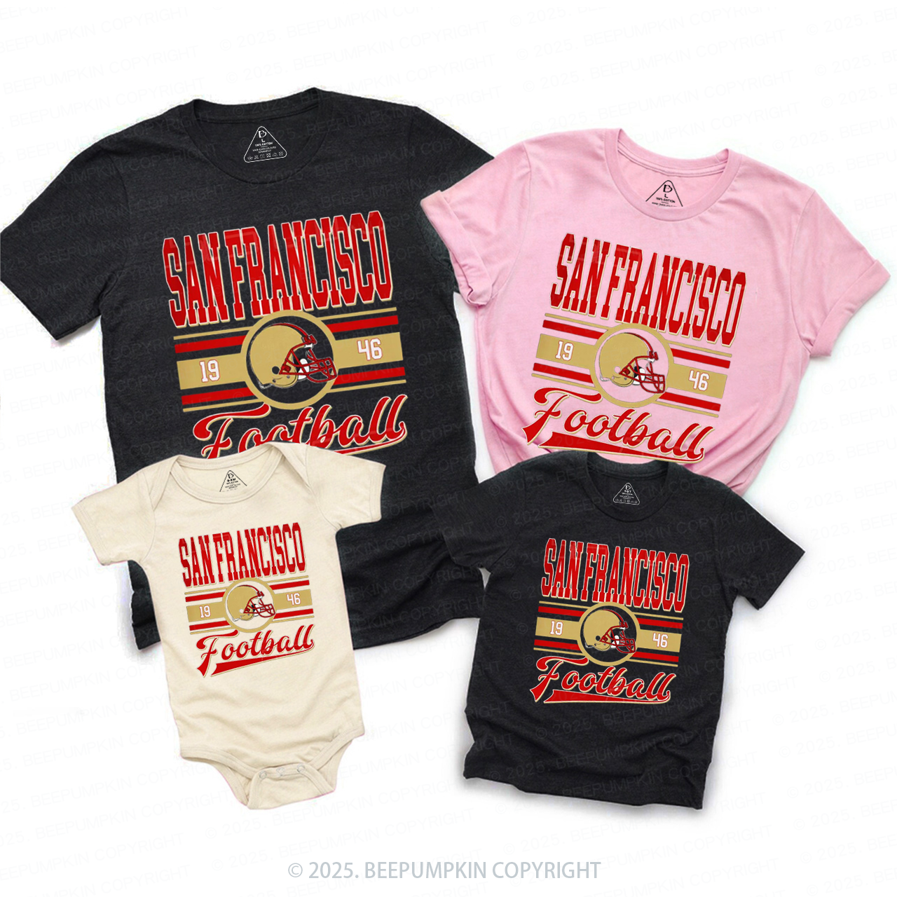 Football Vintage Style Family Matching Tees Beepumpkin
