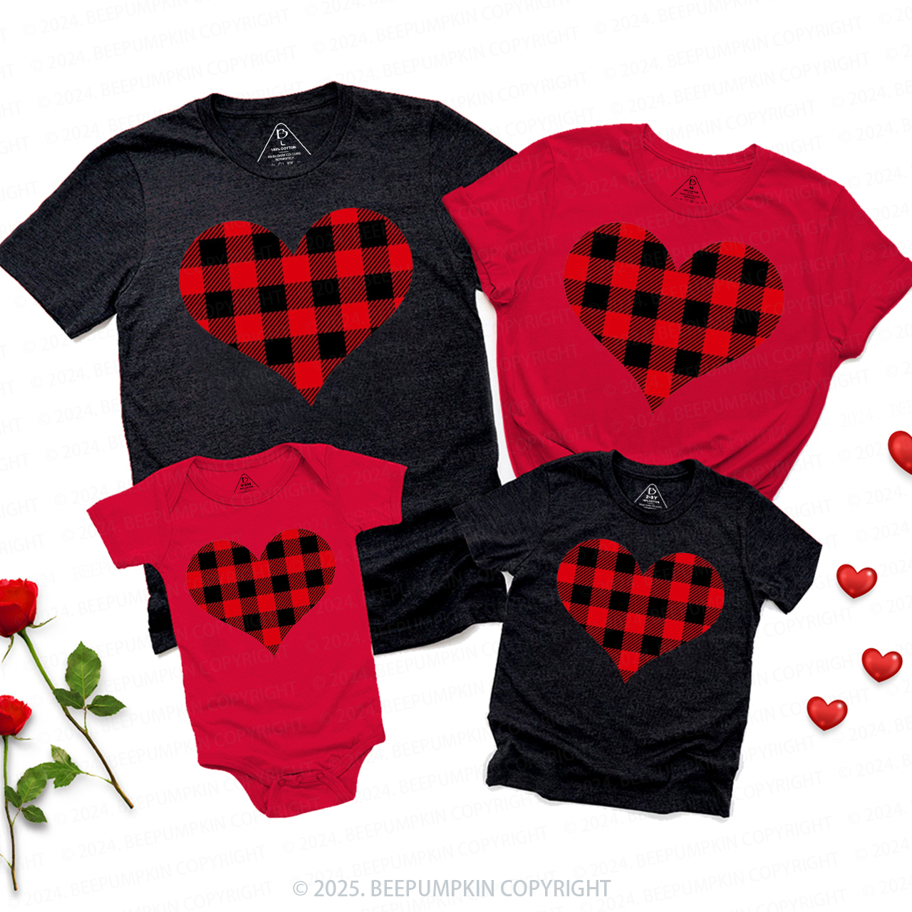 Buffalo Plaid Valentines Family Matching Valentine's Shirts