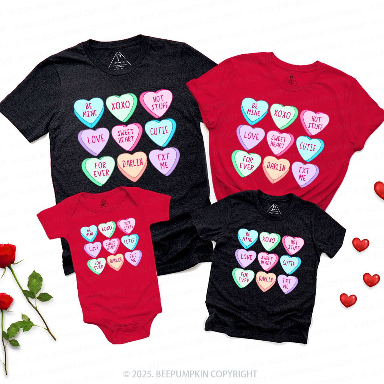 Candy Hearts Valentines Day Gift Family Matching Valentine's Shirts