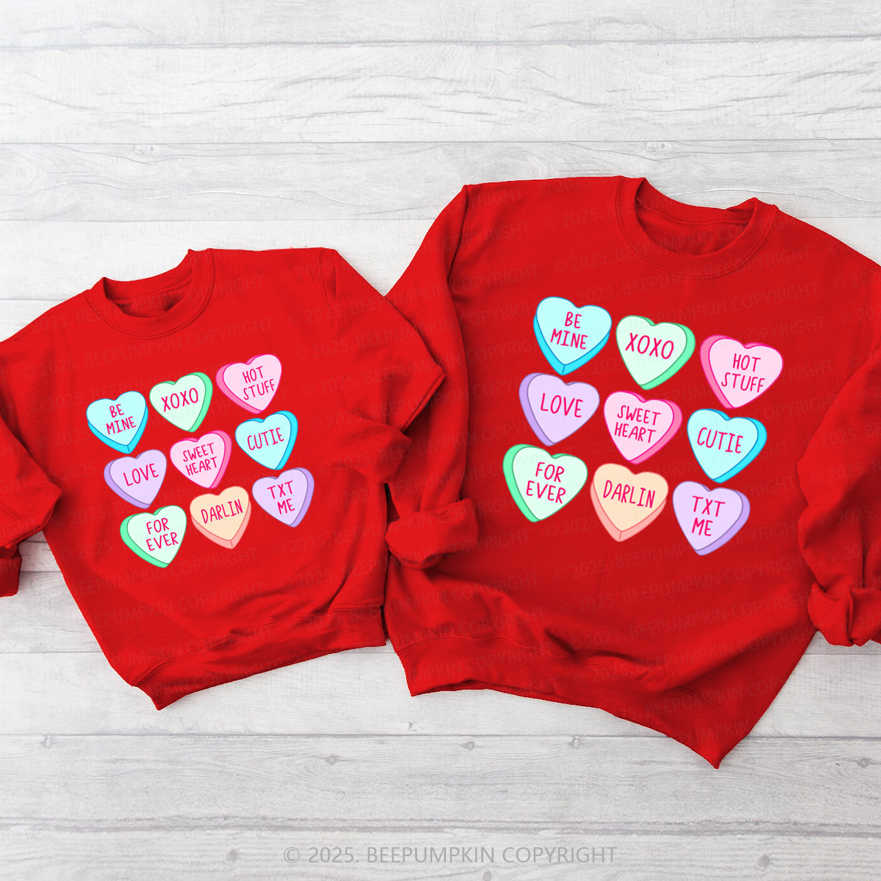 Candy Hearts Valentines Day Gift Sweetheart Matching Sweatshirts