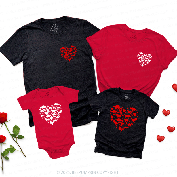 Love Dinosaurs Valentines Family Matching Valentine's Shirts